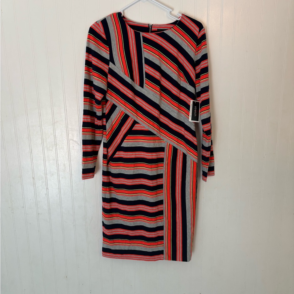 NWT ECI New York Long Sleeve Striped Dress - 8